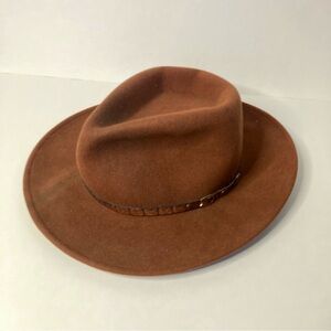 Lite Felt 100% Wool Fedora Hat Brown “Autumn” Made in USA Size Large
